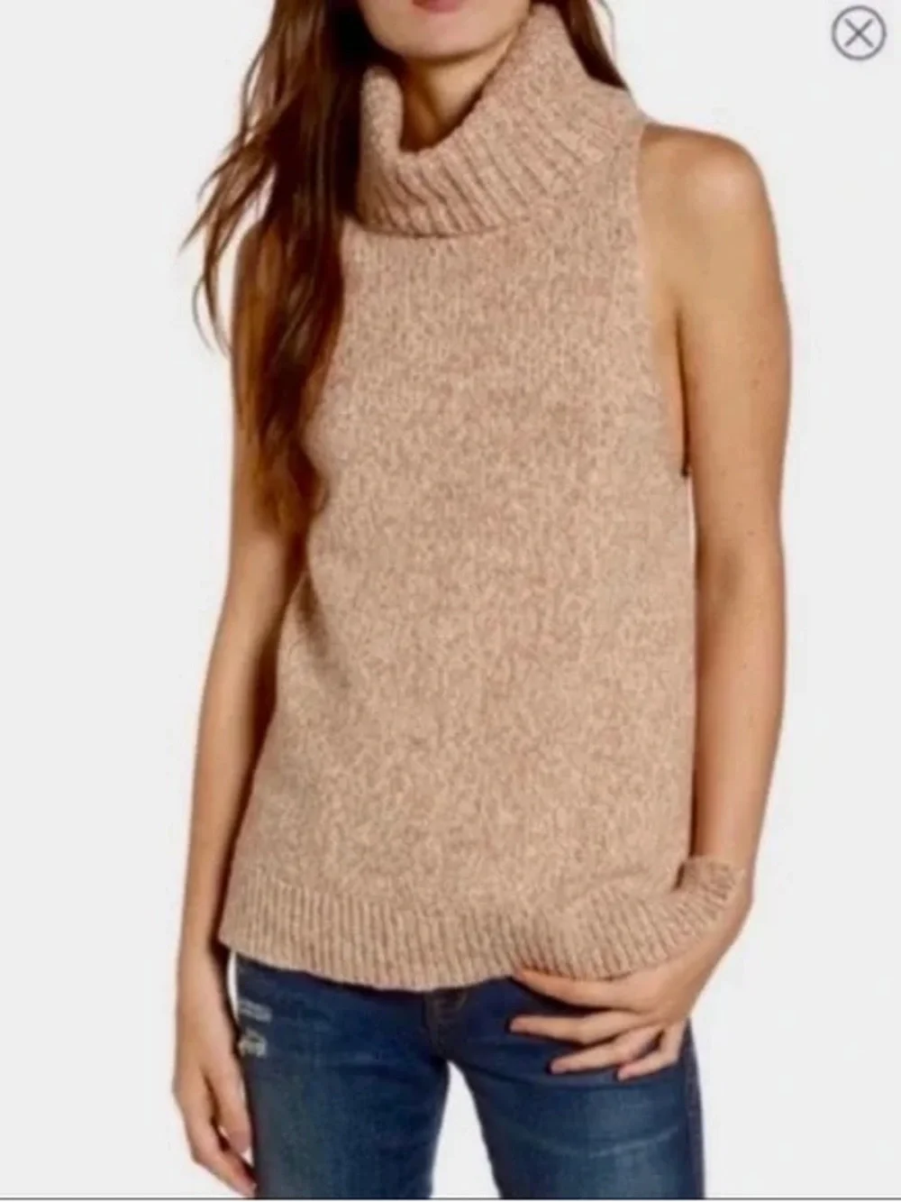 Madewell Sleeveless Turtleneck Sweater - Light Beige